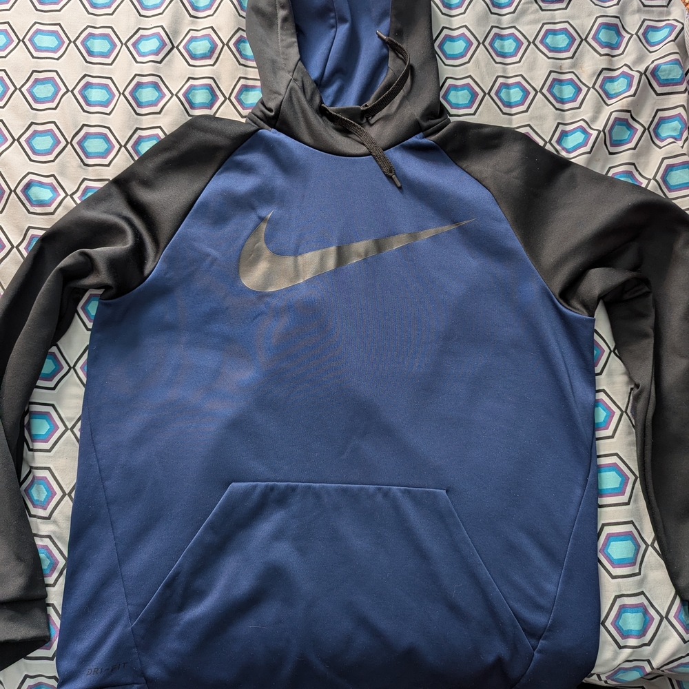 Nike Black and Blue Pullover Hoodie